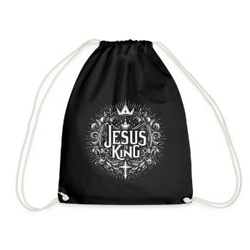 Jesus is King Coronation Ornament - Drawstring Bag - black - Front