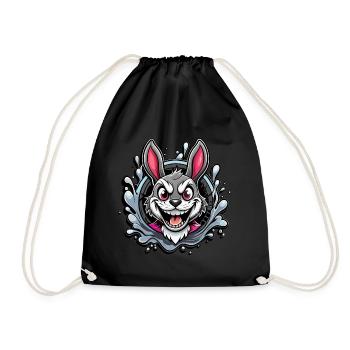 Lapin de Pâques fou - Sac de sport léger - noir - Devant