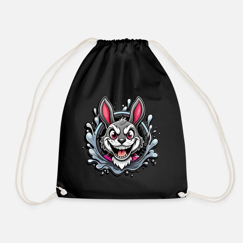 Crazy Easter Bunny - Drawstring Bag - black