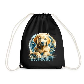 Golden Retriever Welpe süß Familienhund Geschenk - Turnbeutel - Schwarz - Vorne
