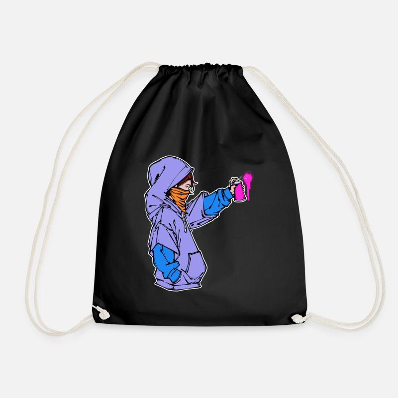 Sprayer Art Spray Can Graffiti Sketch Street Art - Drawstring Bag - black