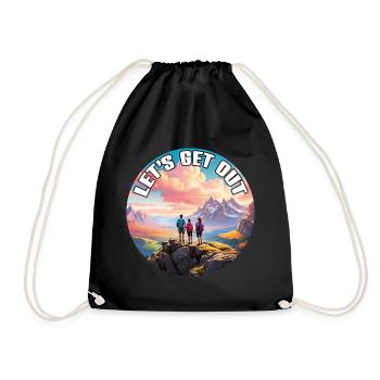 Let's get out into nature with the family - Drawstring Bag - black - Front