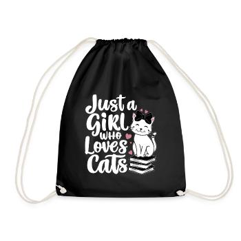 Just A Girl Who Loves Cats Cat Lover - Drawstring Bag - black - Front