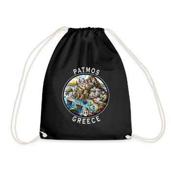 Patmos Greece Vacation Aegean Sea Travel - Drawstring Bag - black - Front