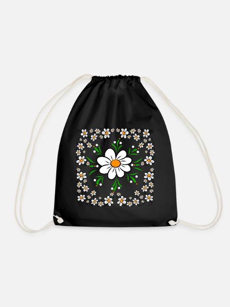 Gänseblümchen Blumenwiese Blumenmuster Blume - Turnbeutel - Schwarz