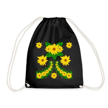 Sunflower Blossom Floral Sunflower Pattern - Drawstring Bag - black - Front
