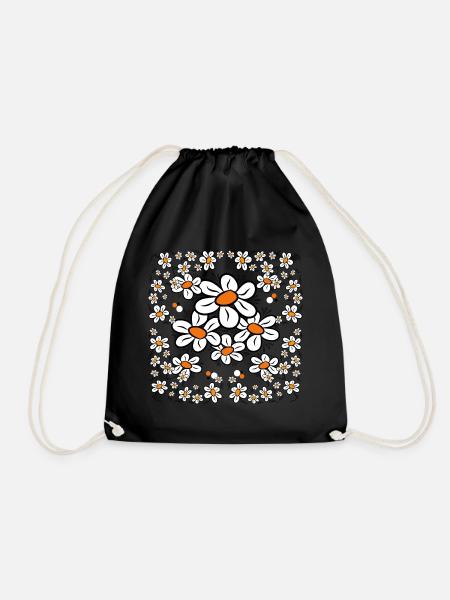 Prairie fleurie avec marguerites, marguerites, fleurs - Sac de sport léger - noir