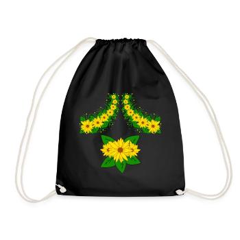 Sunflower Flower Vine Blossom Floral Pattern Yellow - Drawstring Bag - black - Front