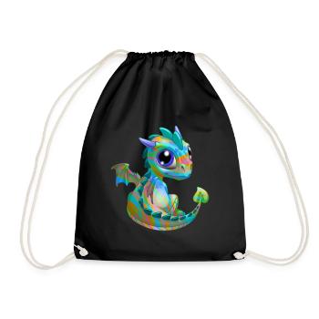 Baby Dragon Psy| Cute Psy Baby Dragon - Drawstring Bag - black - Front