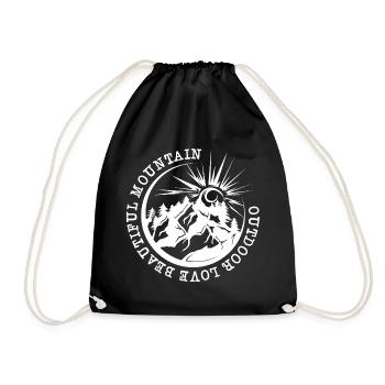 Mountains Adventure Outdoor Nature Illustration Icon - Drawstring Bag - black - Front