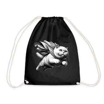 Super Cat BKH White British Shorthair Gift - Drawstring Bag - black - Front