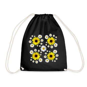 Daisies sunflowers floral daisy flower - Drawstring Bag - black - Front