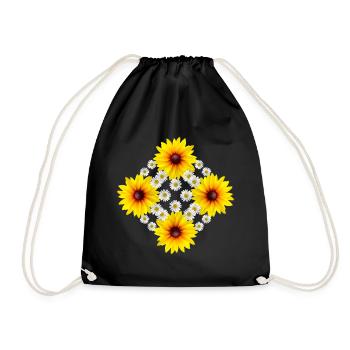 Fleur d’échinacée avec fleur de marguerite - Sac de sport léger - noir - Devant