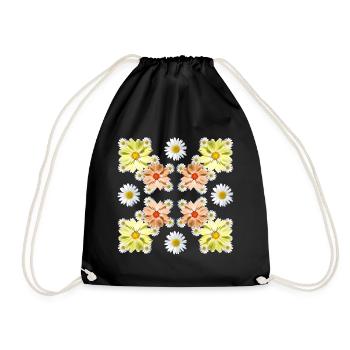 Cosmee Flowers with Daisies Floral Floral Pattern - Drawstring Bag - black - Front