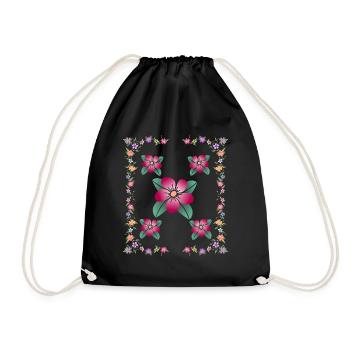 Prairie fleurie, vrille de fleur, motif floral coloré, fleur - Sac de sport léger - noir - Devant