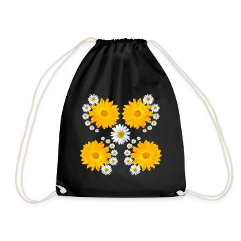 gelb blühende Ringelblumen Margerite Blume floral - Turnbeutel - Schwarz - Vorne