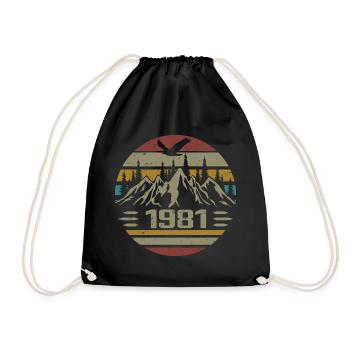 Jahrgang 1981 Original Retro 1981 Geburtstagsgeschenk - Turnbeutel - Schwarz - Vorne