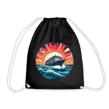 Cruise Adventure: Sunset & Rough Seas - Drawstring Bag - black - Front