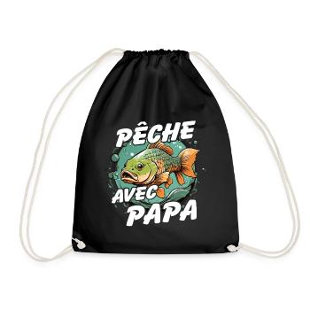 Pêcher avec papa. Motif de pêche coloré - Sac de sport léger - noir - Devant