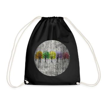 Colorful trees retro colorful - Drawstring Bag - black - Front