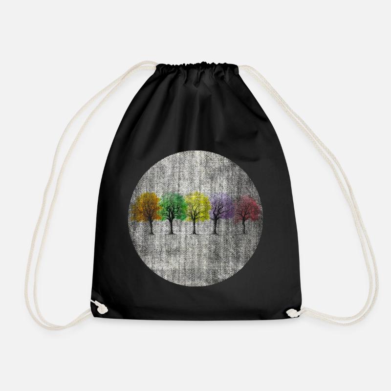 Bunte Bäume retro bunt - Turnbeutel - Schwarz