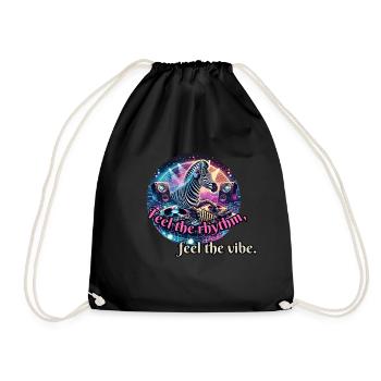 Feel the rhythm - Zebra at the DJ booth - Drawstring Bag - black - Front