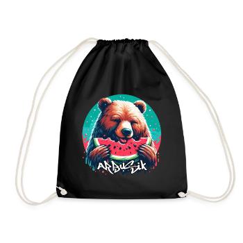 Watermelon Arbusik Bear Yummy Gift - Drawstring Bag - black - Front