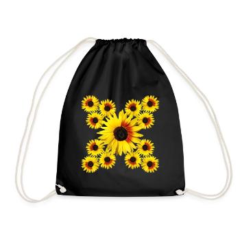 Sunflower blossom floral blooming sunflower - Drawstring Bag - black - Front