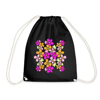 Fleur vigne papillons motif floral fleur colorée - Sac de sport léger - noir - Devant
