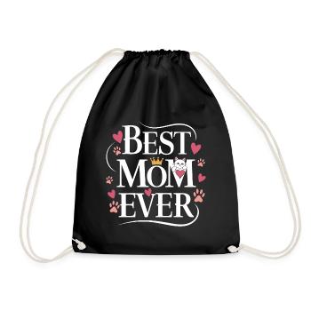 Best Mom Ever Mother's Day Cats - Drawstring Bag - black - Front