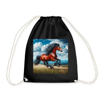 Galoppierendes Pferd - Turnbeutel - Schwarz - Vorne