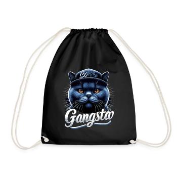BKH Britisch Kurzhaar Blue Katze Gangsta Gangster - Turnbeutel - Schwarz - Vorne