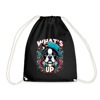 Boston Terrier Gangster Que se passe-t-il cadeau pour chien - Sac de sport léger - noir - Devant