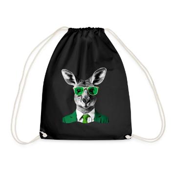 Neon Kangaroo in Green Suit - Drawstring Bag - black - Front