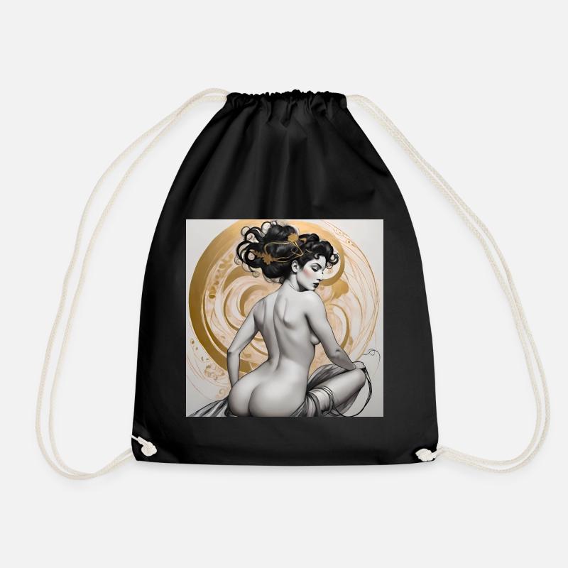 Grace, digital art - Drawstring Bag - black