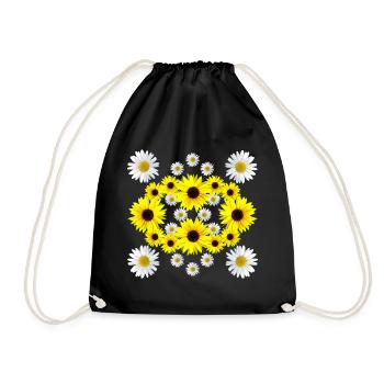 Sonnenblume Blüte Gänseblümchen blumig Margeriten - Turnbeutel - Schwarz - Vorne