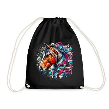 Horse - Drawstring Bag - black - Front