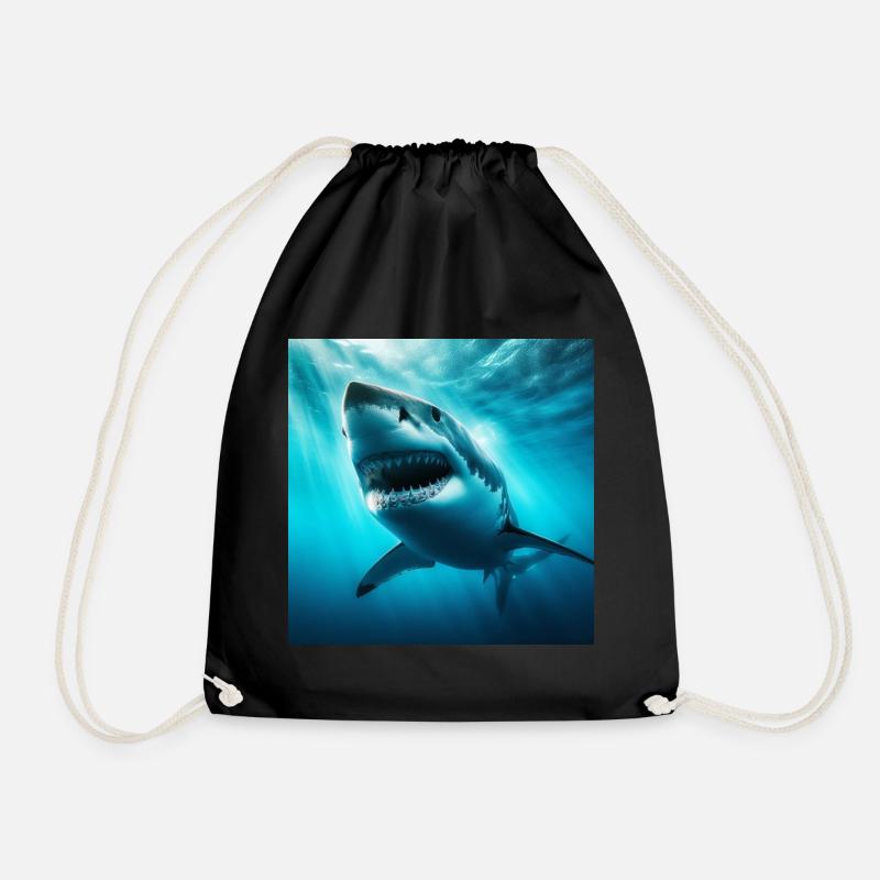 Great White Shark - Drawstring Bag - black