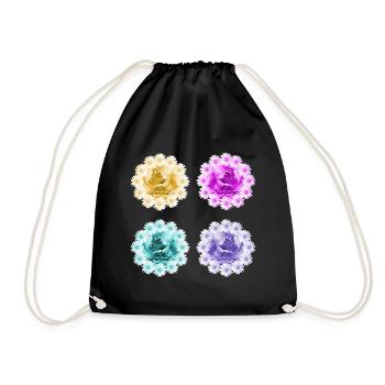 Daisies Butterflies Flower Floral Pattern - Drawstring Bag - black - Front
