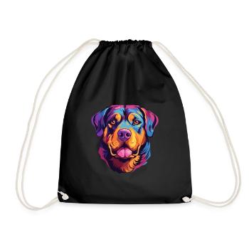 Rottweiler Hunderasse Aquarell Karikatur Kawaii Col - Turnbeutel - Schwarz - Vorne