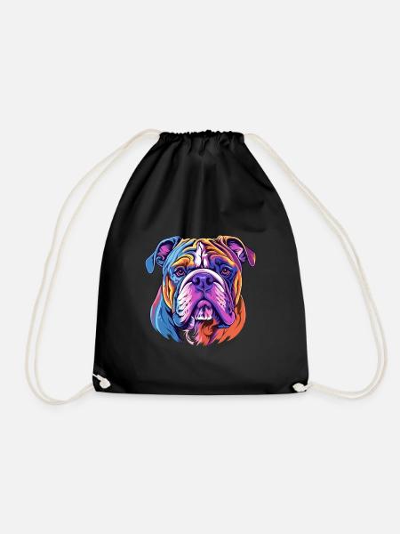 Bulldog chien race aquarelle dessin animé Kawaii Colorf - Sac de sport léger - noir