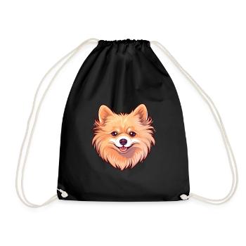 Pommersche Hunderasse Aquarell Karikatur Kawaii Col - Turnbeutel - Schwarz - Vorne