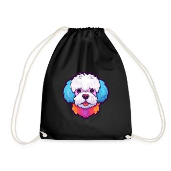 Bichon Frise chien race aquarelle dessin animé Kawaii C - Sac de sport léger - noir - Devant
