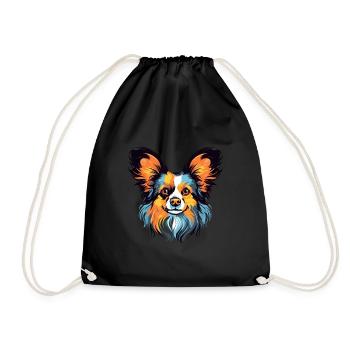 Papillon Hunderasse Aquarell Karikatur Kawaii Farbe - Turnbeutel - Schwarz - Vorne