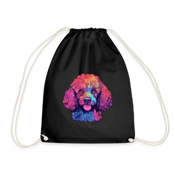 Jouet caniche chien race aquarelle dessin animé Kawaii Col - Sac de sport léger - noir - Devant