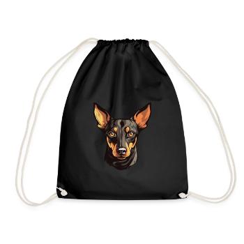 Manchester Terrier Dog Breed Watercolor Cartoon Ka - Drawstring Bag - black - Front