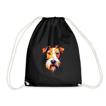 Draht Foxterrier Hunderasse Aquarell Karikatur Kawa - Turnbeutel - Schwarz - Vorne