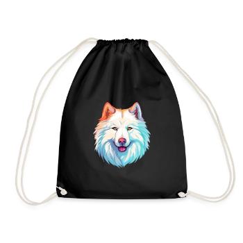 Samoyède chien race aquarelle dessin animé Kawaii Colorf - Sac de sport léger - noir - Devant