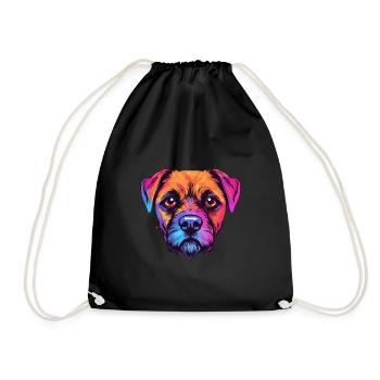 Border Terrier chien race aquarelle dessin animé Kawaii - Sac de sport léger - noir - Devant