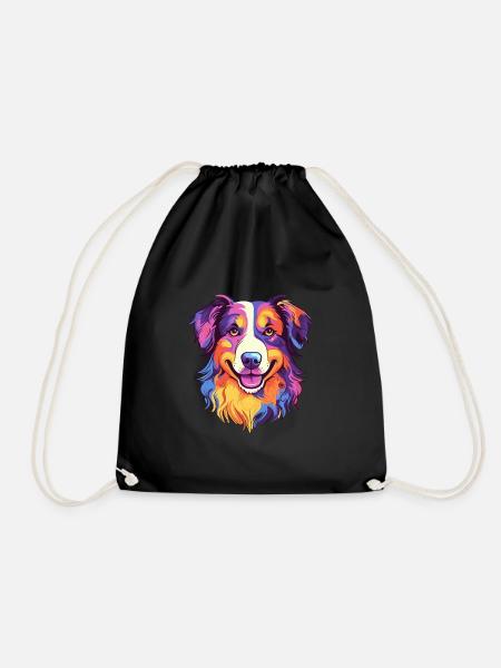 Australian Shepherd Hunderasse Aquarell Karikatur K - Turnbeutel - Schwarz